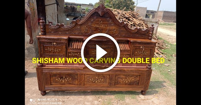 Shisham Wood Carving Double Bed Wooden Beds Sheesham Wood Double Bed