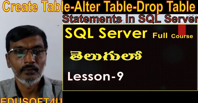 Create Table, Alter Table, Drop Table in SQL Server-MS SQL Server complete course in Telugu-Lesson-9