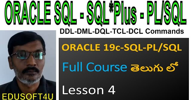 ORACLE SQL Sub Languages-DDL-DML-DQL-TCL-DCL-ORACLE 19C SQL & PL/SQL Full Course in Telugu-Lesson-4
