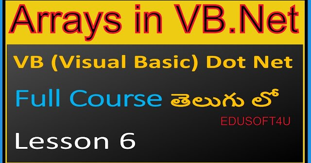 Arrays in VB.Net-VB .Net Full Course in Telugu-Lesson-6