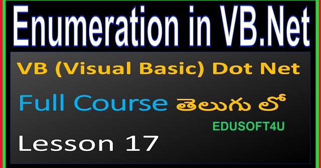 ENUM in VB.Net - VB .Net Full Course in Telugu-Lesson-17