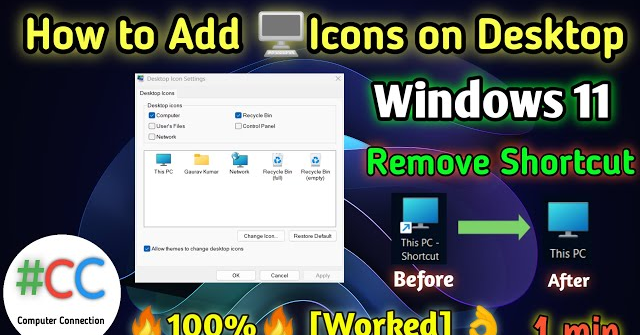 How to Add Icon on Desktop in Windows 11 | Remove Shortcut Arrow in ...